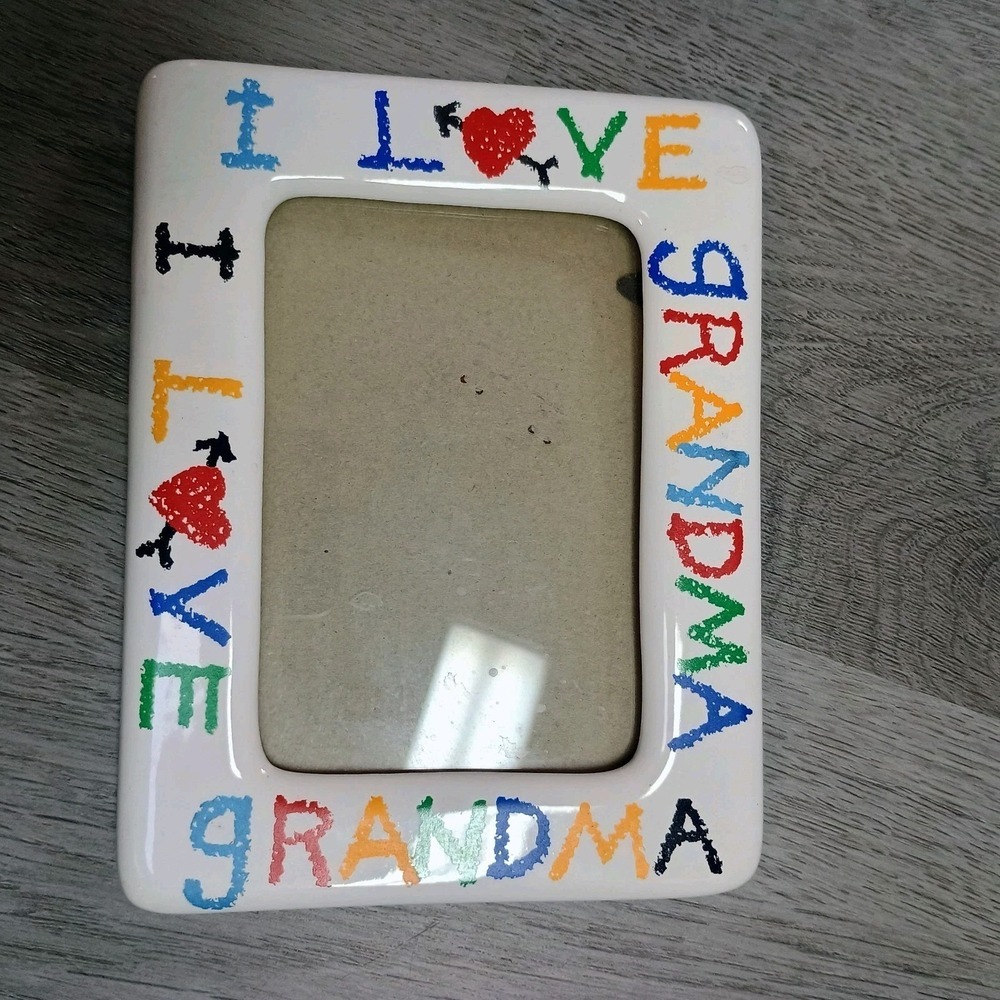 Vintage I LOVE MY GRANDMA 80s 90s Colorful Crayon Style 4 X 6 Picture Frame